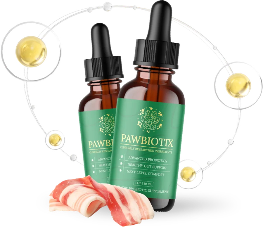 Two PawBiotix canine probiotic supplement dropper bottles, 1 oz (30 ml)